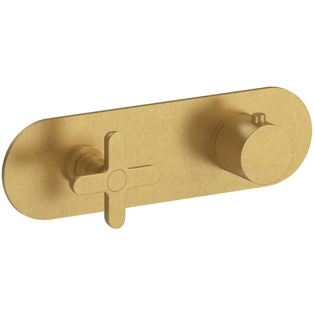 AFWERKSET THERMOSTAAT+OMSTELLER ICONA CLASSIC HORIZONTAAL PURE BRASS PVD