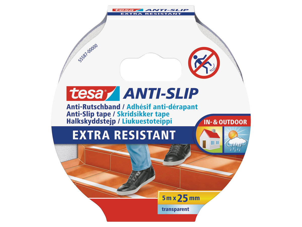 Tesa anti-sliptape 5m x 25mm transparant