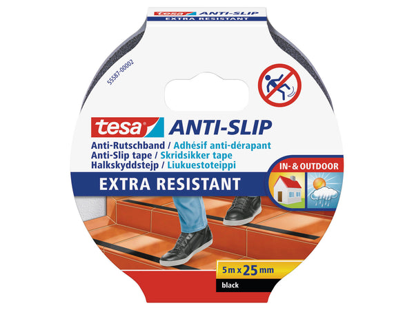 Tesa anti-sliptape 5m x 25mm zwart