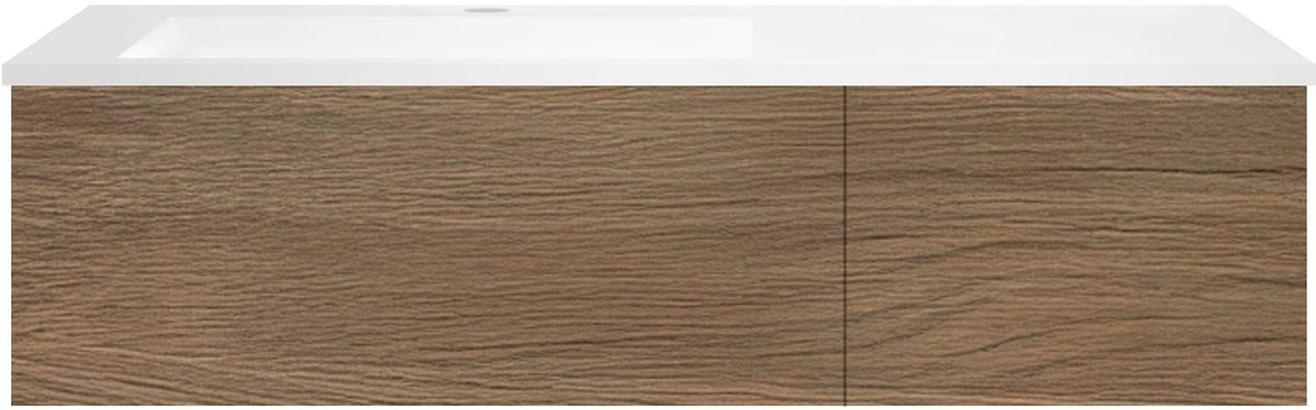 ONDERBOUW COFFEE 2 LADES 120 EIK  CARAMEL+WASTAFEL LINKS KUNSTMARMER MAT WIT