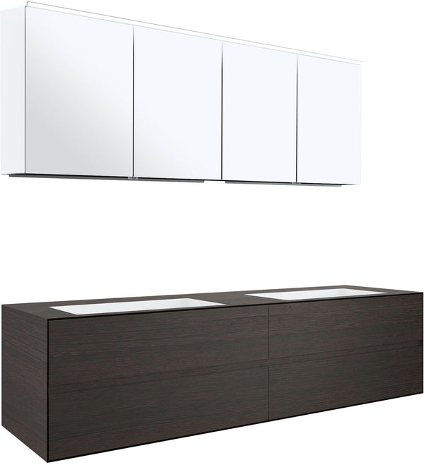 Meubel 4 LADES+2 meubellavabos tenso 180CM zonder kraangat wenge met spiegelkast
