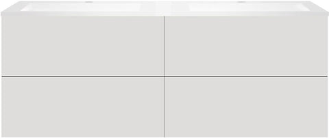 Onderbouw coffee 4 lades 160 duo fluweel grijs mat +dubbele wastafel kunstmarmer mat wit, badkamermeubelen — SKU DESCO-192447