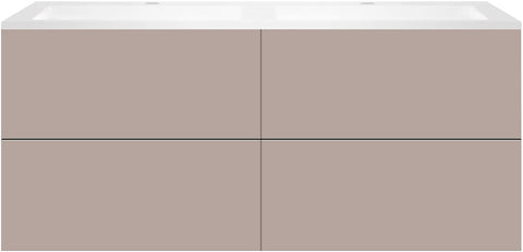 Onderbouw COFFEE 4 lades 140 duo basaltgrijs +dubbele wastafel kunstmarmer wit, badkamermeubelen — SKU DESCO-192406