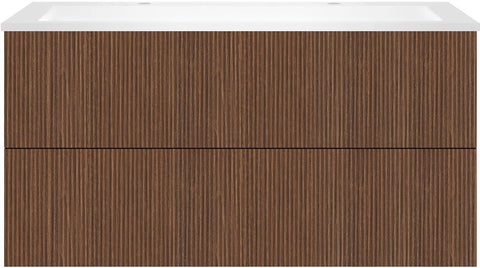 Onderbouw COFFEE 2 lades 120 notelaar Smartline + wastafel 2 kraangaten kunstmarmer wit