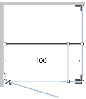 Draaideur met zijdeel+zijpaneel close tot 100CM hoogte 200CM mat wit-helder