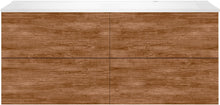 SOUS MEUBLE COFFEE 4 TIROIRS 140 TECTONA DECOR CANNELLE+LAVABO DROITE BLANC MAT