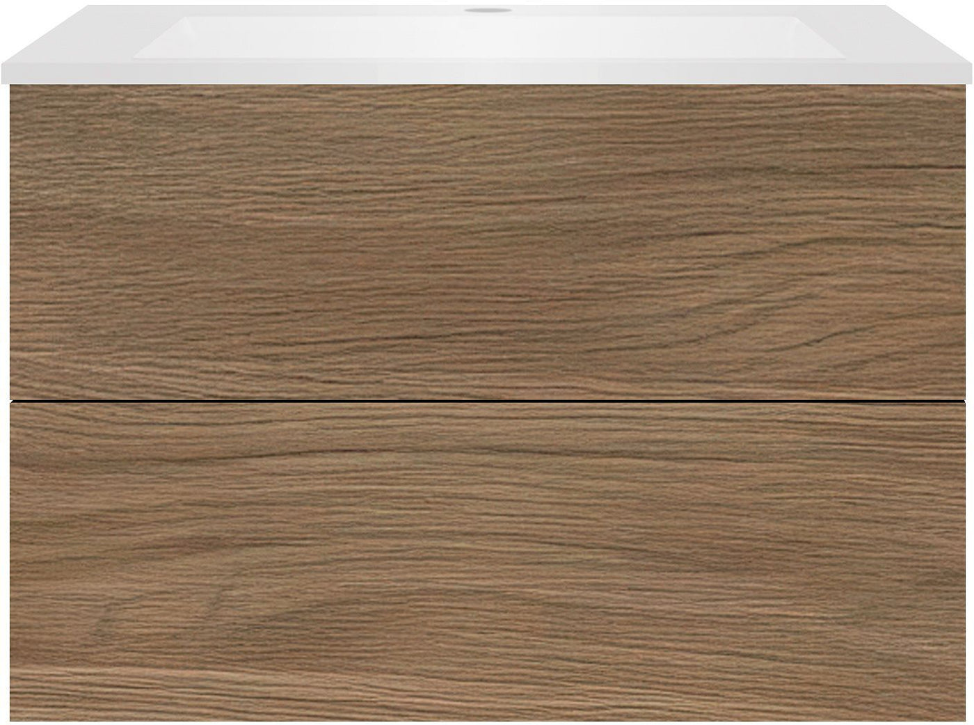 Onderbouw COFFEE 2 lades 90 eik caramel+wastafel kunstmarmer wit