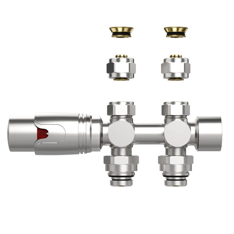 BELVIT Design radiatorventiel thermostaat roestvrij staal geborsteld voor wand- en vloeraansluiting 1/2" PEX 16 x 2mm Konus M30 - Edelstahl geborsteld, radiatoren — SKU MB-19767-23294, EAN 5404029128397