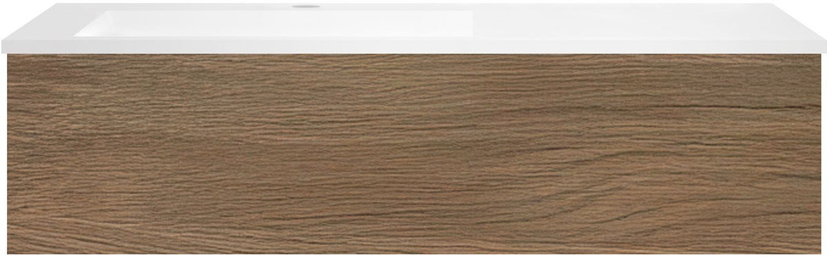 ONDERBOUW COFFEE 1 LADE 120 EIK CARAMEL+WASTAFEL KUNSTMARMER  LINKS WIT