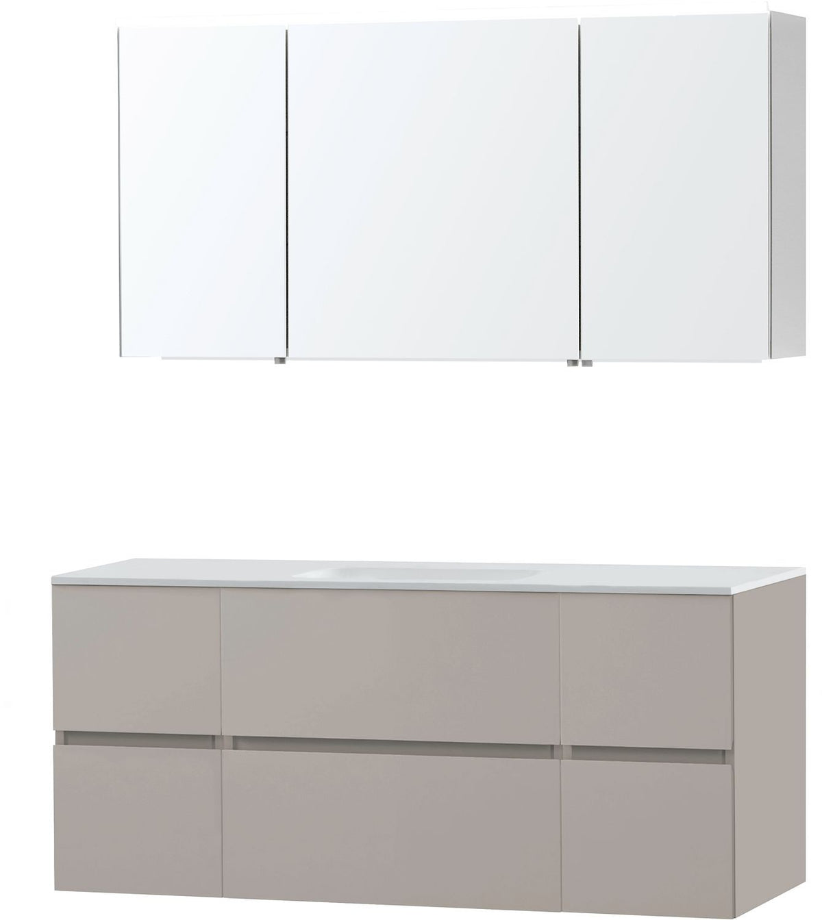 Meubel Molto poedergrijs 140 1 lavabo Solid spiegelkast