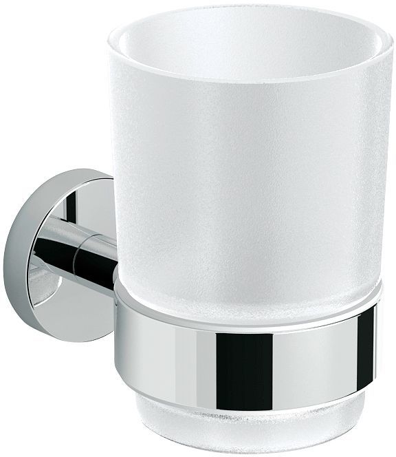Glas + houder hold o(n) chroom/mat glas