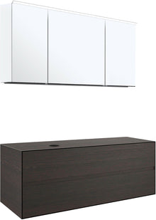 MEUBEL 2LADES+TABLET VOOR OPBOUWLAVABO LINKS TENSO 140CM ZONDER KRAANGAT WENGE MET SPIEGELKAST
