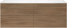 Onderbouw COFFEE 4 lades 160 duo eik caramel +dubbele wastafel kunstmarmer wit