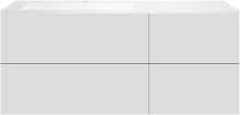 ONDERBOUW COFFEE 4 LADES 140 FLUWEEL GRIJS MAT+WASTAFEL LINKS KUNSTMARMER WIT