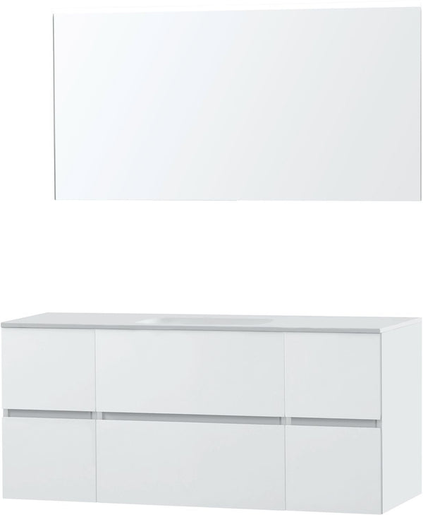 Meubel Molto poederwit 140 1 lavabo Solid spiegel