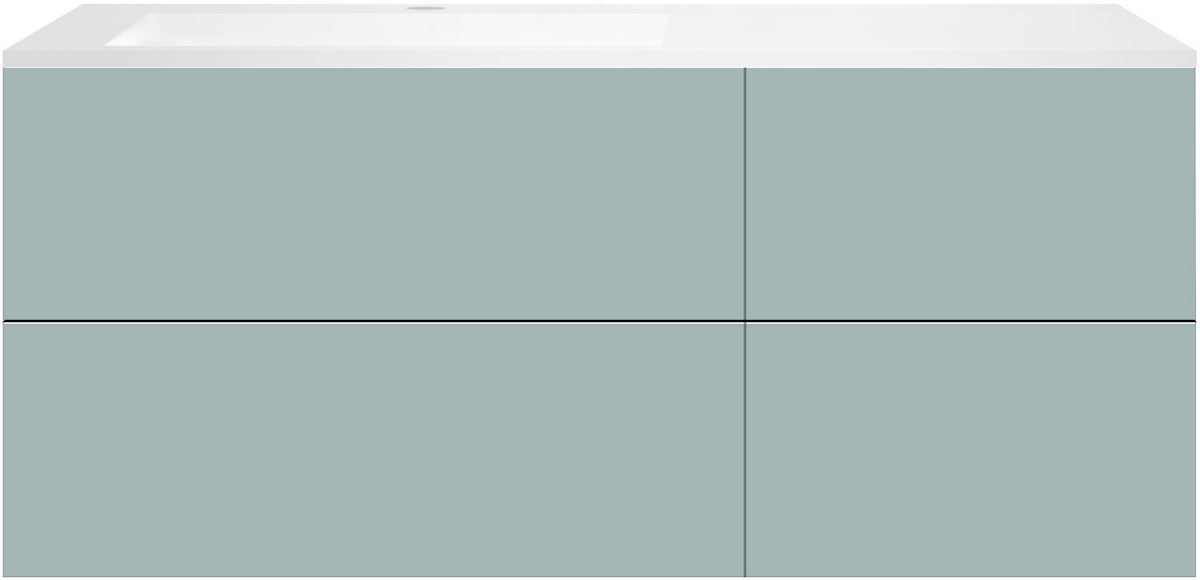 ONDERBOUW COFFEE 4 LADES 140 IJSBLAUW ZACHT MAT+WASTAFEL LINKS KUNSTMARMER WIT