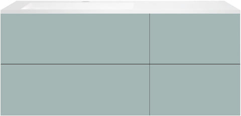 ONDERBOUW COFFEE 4 LADES 140 IJSBLAUW ZACHT MAT+WASTAFEL LINKS KUNSTMARMER WIT