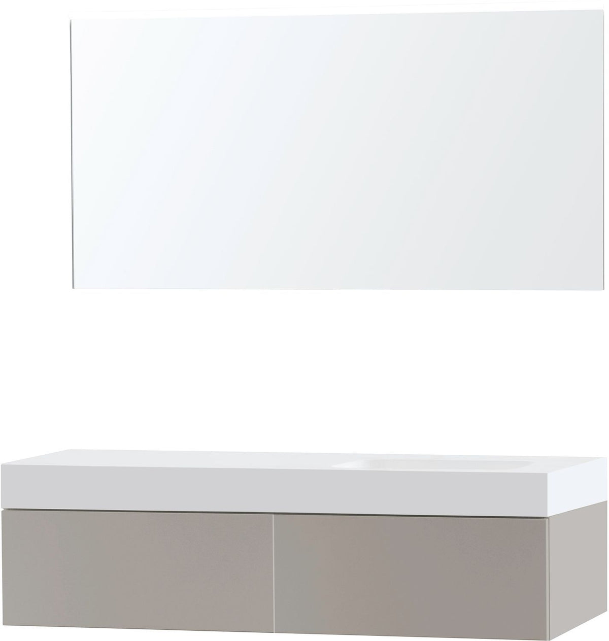 MEUBEL PURO SOLO GRIJS ASYMMETRISCH 140 RECHTS 1 LADE SOLID PURO SPIEGEL