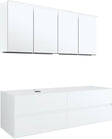 MEUBEL 4LADES+TABLET VOOR OPBOUWLAVABO LINKS TENSO 160CM +KRAANGAT WIT MET SPIEGELKAST