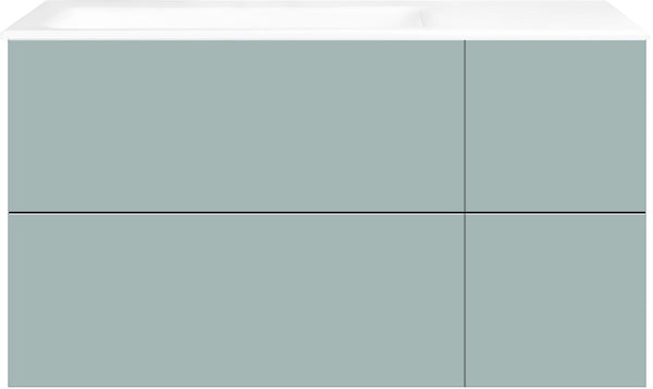 ONDERBOUW COFFEE 4 LADES 110 IJSBLAUW ZACHT MAT +WASTAFEL LINKS PORSELEIN ZONDER KRAANGAT WIT