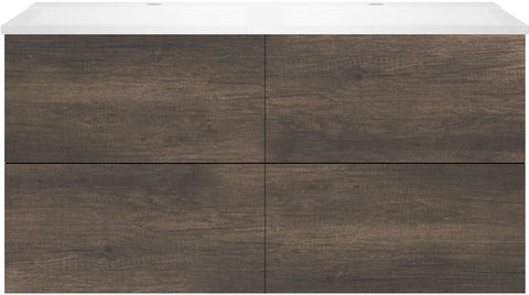 Onderbouw COFFEE 4 lades 120 duo kastanje Decor truffel +dubbele wastafel mat wit