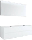 Meubel 4LADES+TABLET voor 2 opbouwlavabos tenso 160CM zonder kraangat wit met spiegel