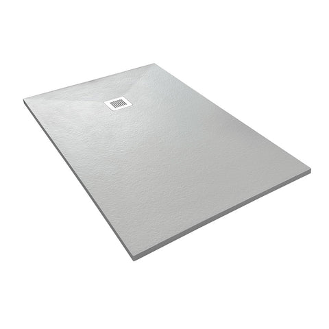 Veroni douchebak uit composietsteen met leisteenstructuur vlak (DxBxH) 120 x 80 x 3 cm wit, douchebakken — SKU MB-18873-22400, EAN 5404024102460