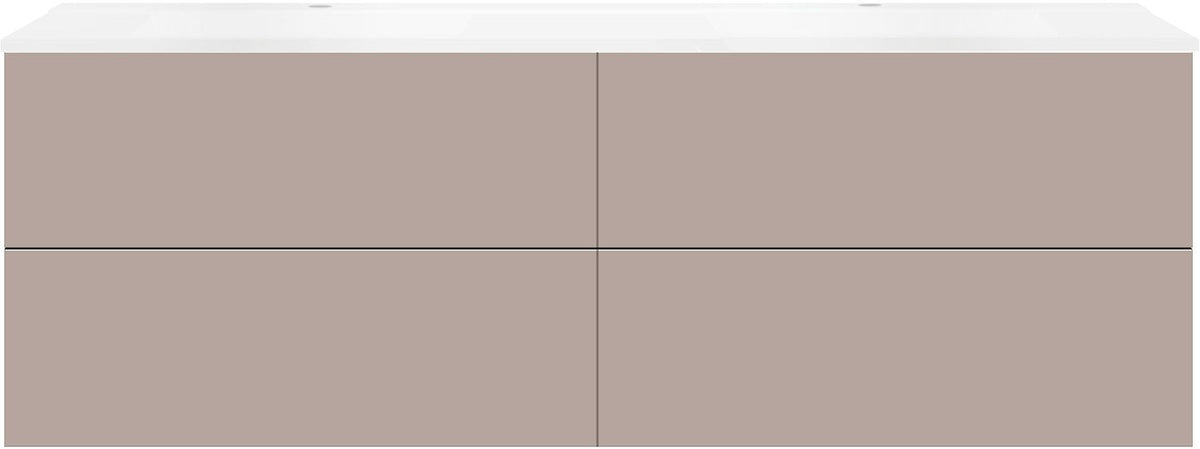 Onderbouw COFFEE 4 lades 180 duo basaltgrijs +dubbele wastafel mat wit