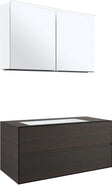 MEUBLE 2 TIROIRS+ LAVABO SOUS ENCASTRER CENTRAL TENSO 120CM SANS TROU ROBINET WENGE AVEC ARMOIRE TOILETTE