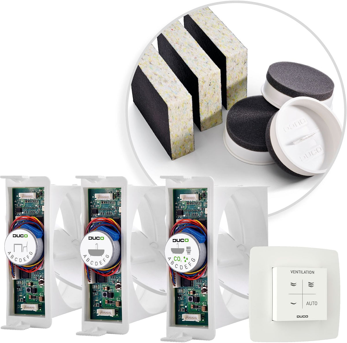 Basispakket Duco voor DucoBox Focus, kleur wit/wit — SKU DESCO-191744