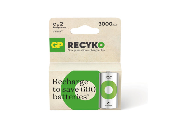 GP pile recyko Ni-Mh C 3000 mAh 2 pièces