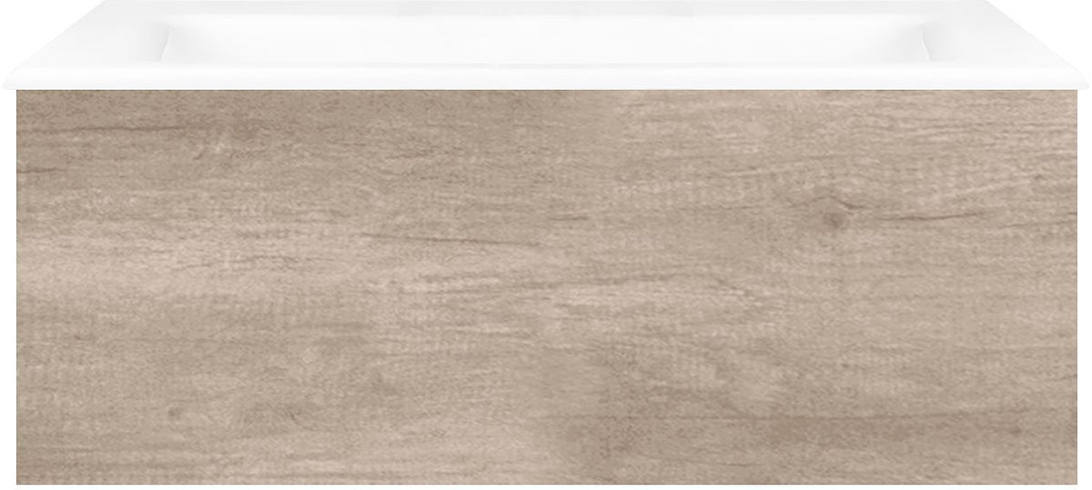 Onderbouw COFFEE 1 lade 80 eiken Decor flanel +wastafel porselein zonder kraangat wit