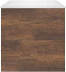 SOUS MEUBLE COFFEE 2 TIROIRS 60 CHENE ROUILLE+LAVABO EN MARBRE SYNTHETIQUE BLANC MAT