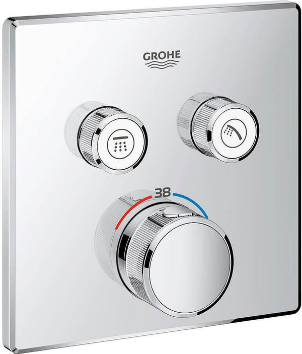 Afwerkset thermostaat + 2 stopkranen SmartControl Grohe vierkant chroom