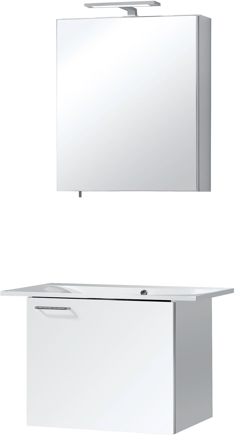 Meubel bizzy 80/60 met spiegelkast 60 met verlichting wit