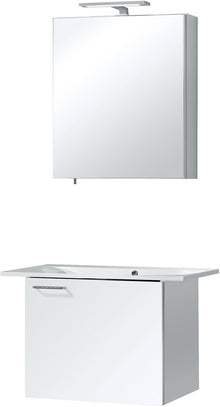 MEUBLE BIZZY 80/60 AVEC ARMOIRE TOILETTE 60 AVEC ECLAIRAGE BLANC