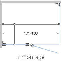Draaideur met vast deel+ zijpaneel close tot 180CM H200CM timeless-inox mat+ montage