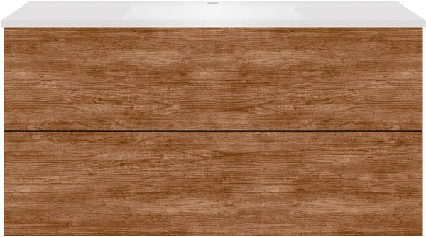 Onderbouw COFFEE 2 lades 120 teakhout Decor kaneel+wastafel mat wit