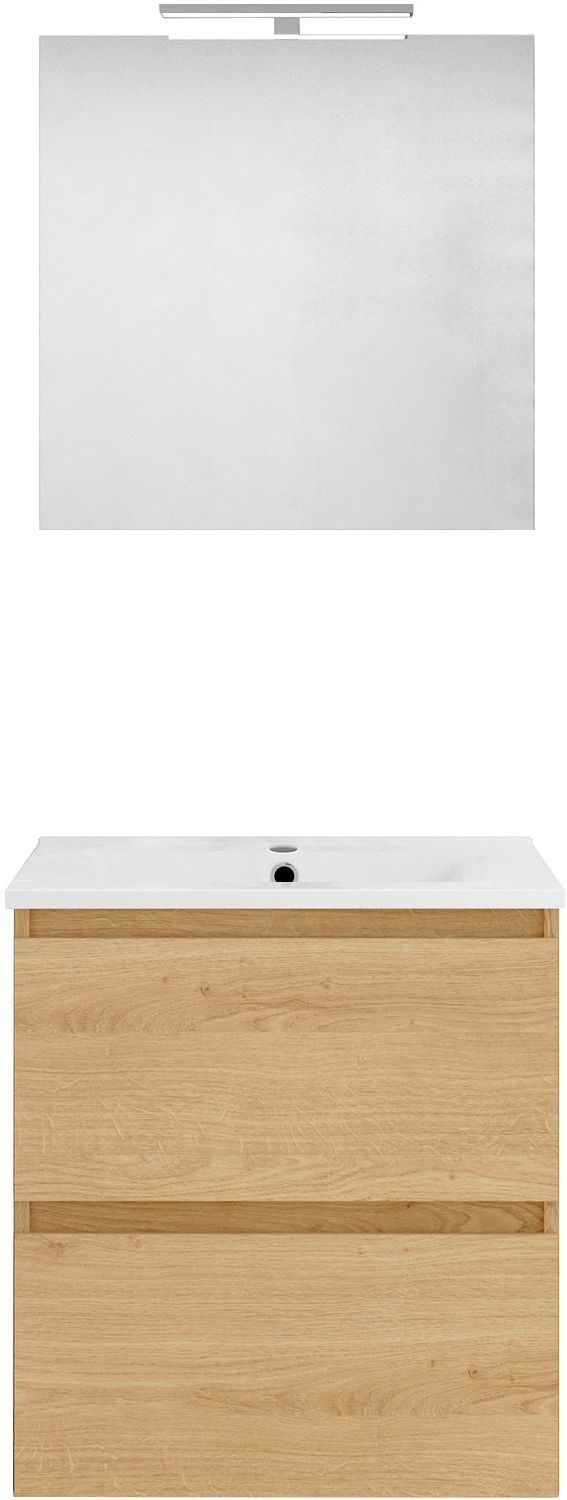 Meubel form 60CM Solo 2 lade porselein +spiegel nordic eik