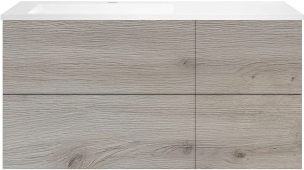 ONDERBOUW COFFEE 4 LADES 120 EIK  ZILVER+WASTAFEL LINKS KUNSTMARMER WIT