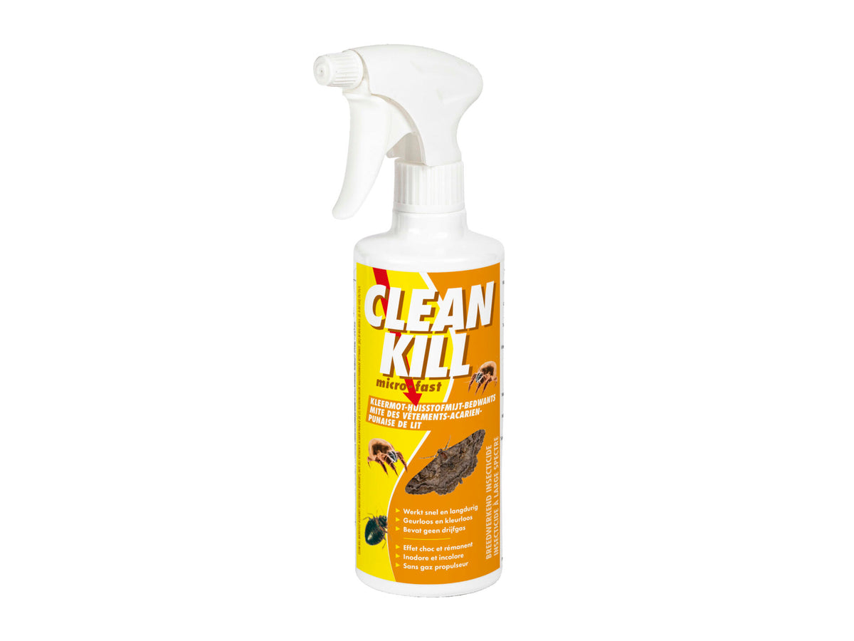 Clean Kill insecticide spray kleermot/huisstofmijt/bedwants 500ml