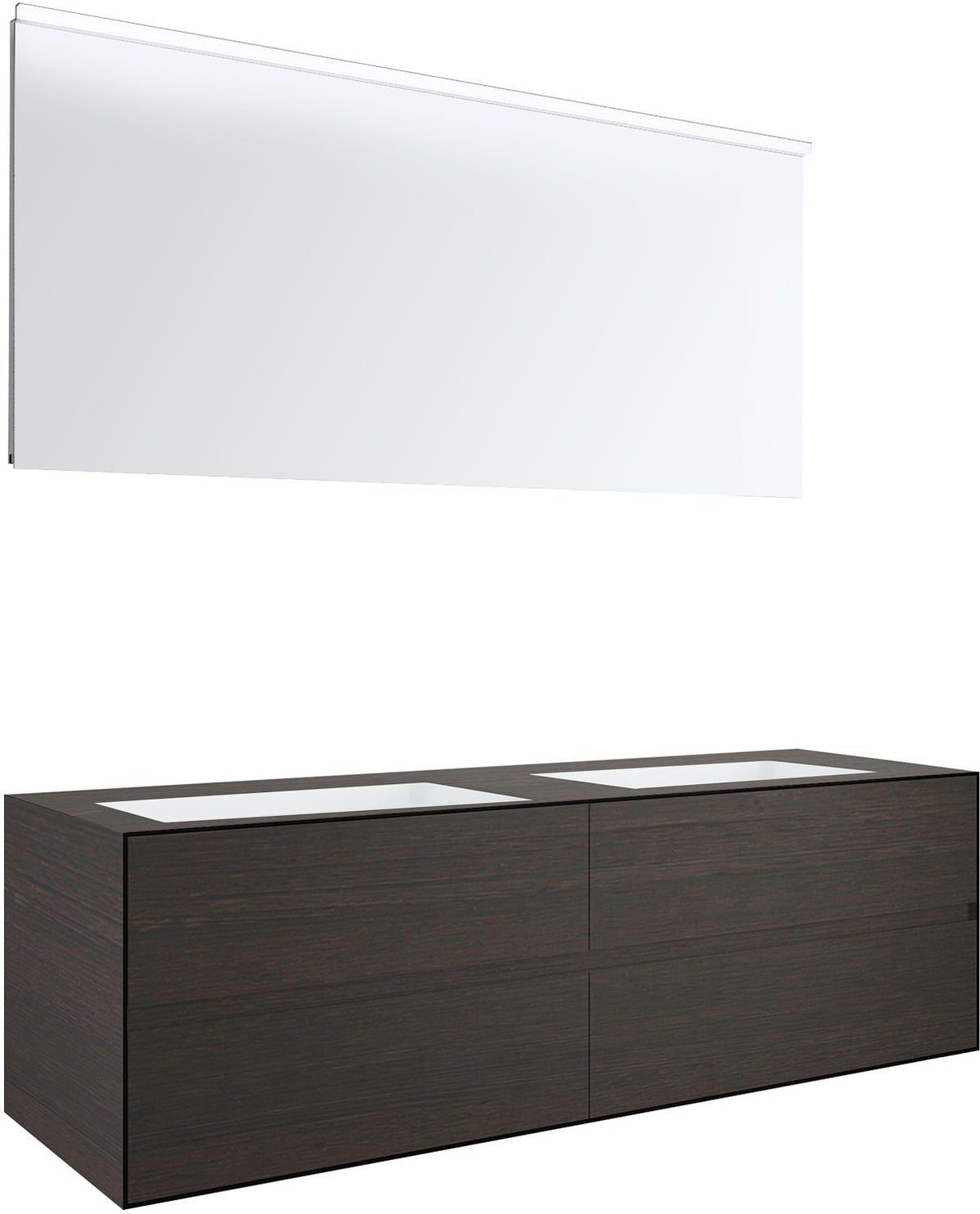 Meubel 4 LADES+2 meubellavabos tenso 160CM zonder kraangaten wenge met spiegel
