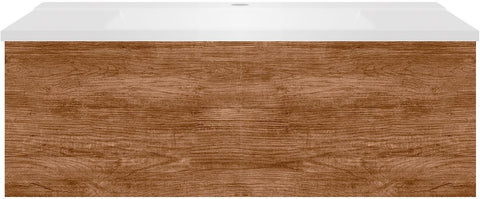 Onderbouw COFFEE 1 lade 90 teakhout Decor kaneel+wastafel wit
