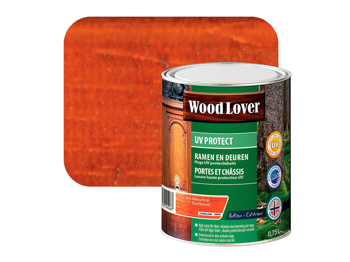 Wood Lover beits UV ramen & deuren 0,75l natuurteak #603