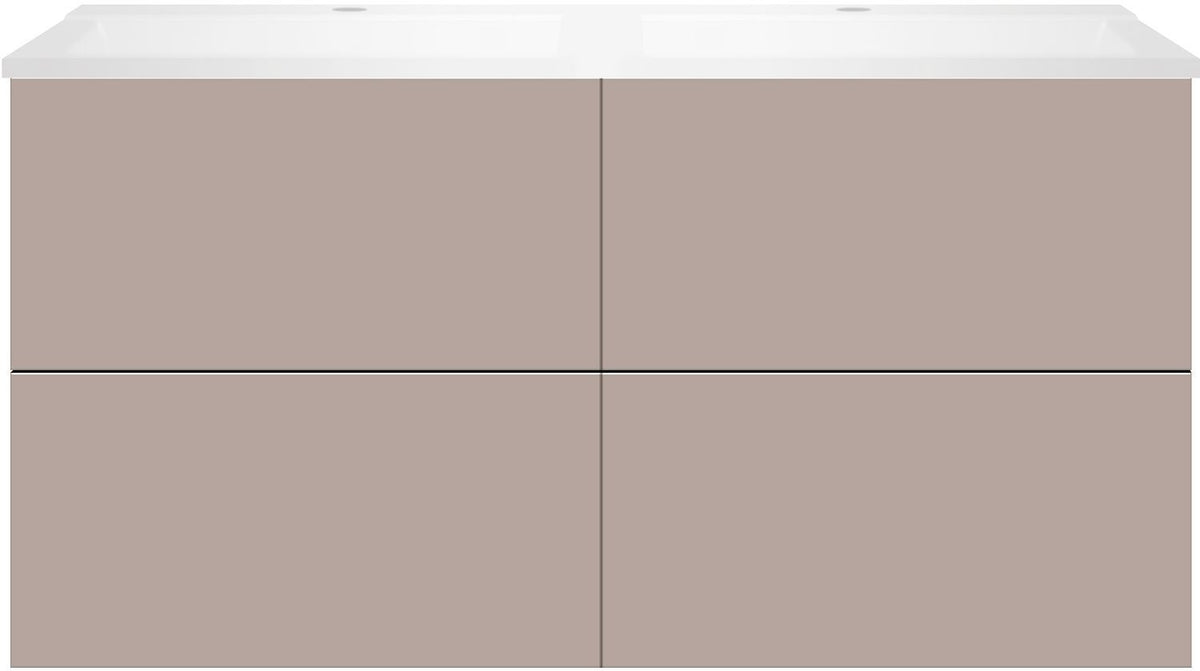 Onderbouw COFFEE 4 lades 120 duo basaltgrijs +dubbele wastafel wit