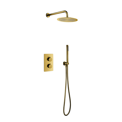 Aloni inbouw thermostatische doucheset met regendouchekop (Ø25CM) - geborsteld Goud, douchesystemen — SKU MB-15747-19274, EAN 5404024114548