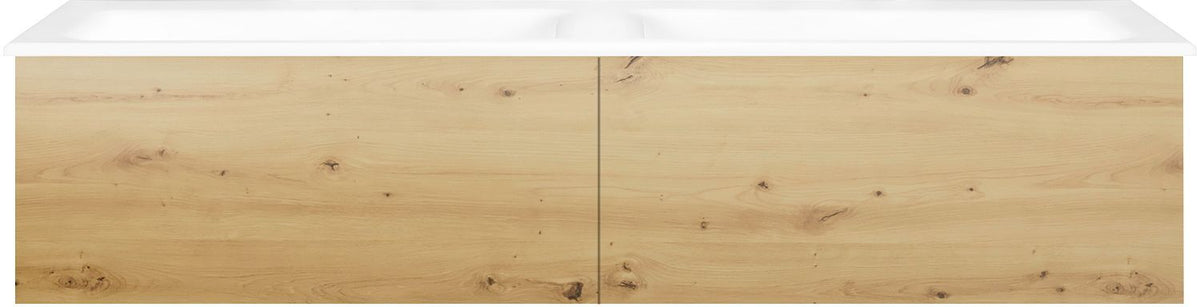 Onderbouw COFFEE 2 lades 140 duo eiken Decor urban +dubbele wastafel porselein zonder kraangat wit