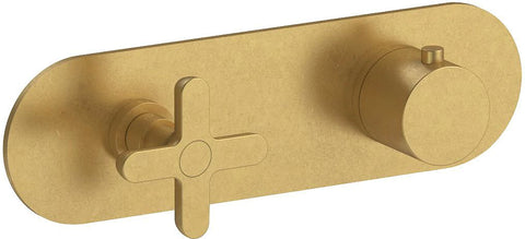 AFWERKSET THERMOSTAAT+OMSTELLER ICONA CLASSIC HORIZONTAAL PURE BRASS PVD