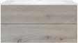 SOUS MEUBLE COFFEE 2 TIROIRS 120 CHENE ARGENT+LAVABO EN MARBRE SYNTHETIQUE BLANC