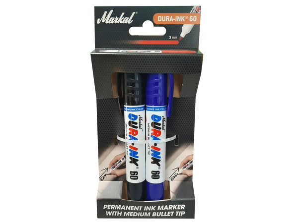 Markal Dura-Ink 60 markeerstift 3mm zwart/blauw 2 stuks